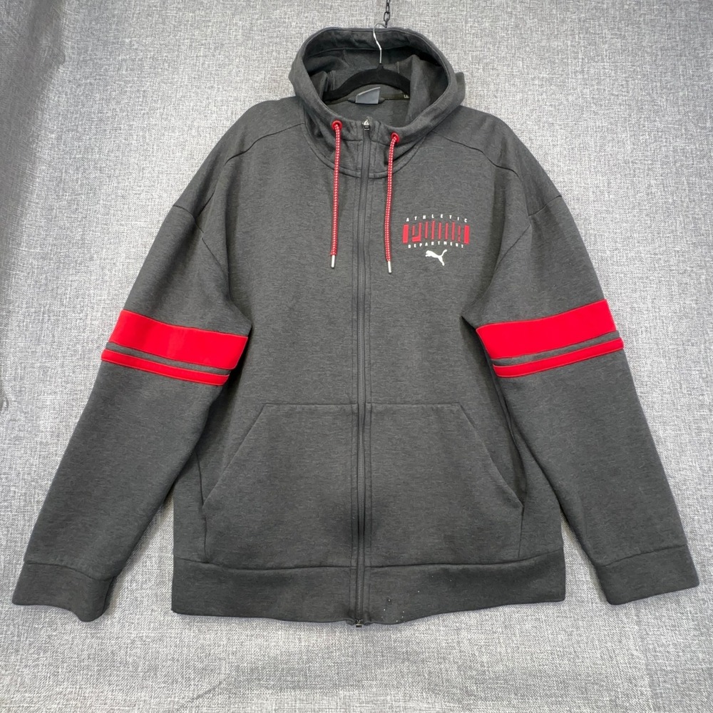 Puma Full Zip Hoodie Jacket Mens XXL Slim Fit Grey Athletic Department PLS READ